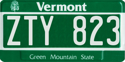 VT license plate ZTY823