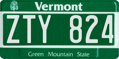 VT license plate ZTY824