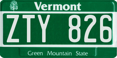 VT license plate ZTY826