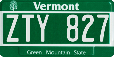 VT license plate ZTY827