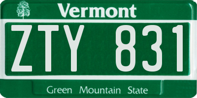VT license plate ZTY831