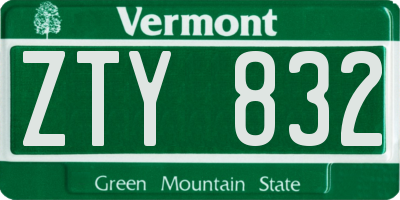 VT license plate ZTY832
