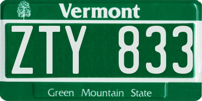 VT license plate ZTY833