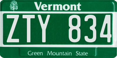 VT license plate ZTY834