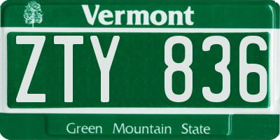 VT license plate ZTY836