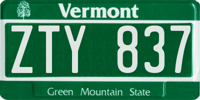 VT license plate ZTY837