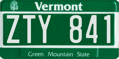 VT license plate ZTY841