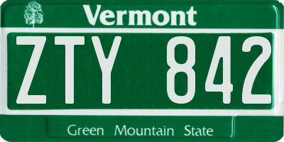 VT license plate ZTY842