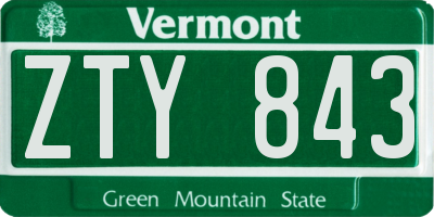 VT license plate ZTY843