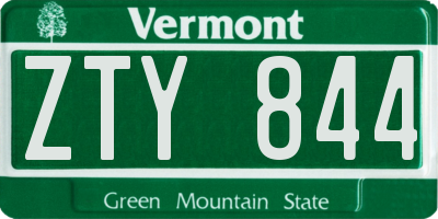 VT license plate ZTY844
