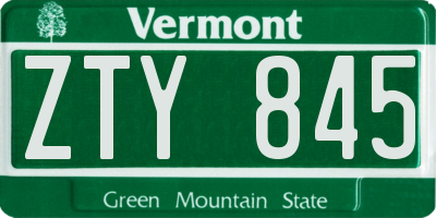 VT license plate ZTY845