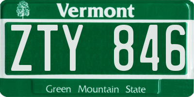 VT license plate ZTY846