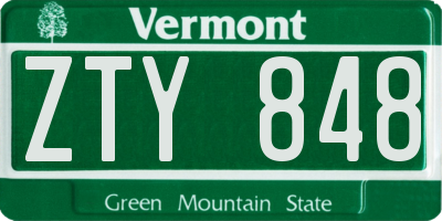 VT license plate ZTY848