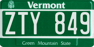 VT license plate ZTY849