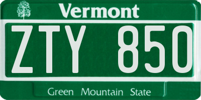 VT license plate ZTY850