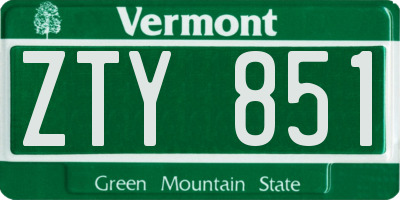 VT license plate ZTY851