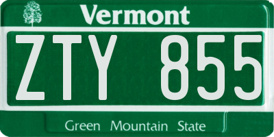 VT license plate ZTY855