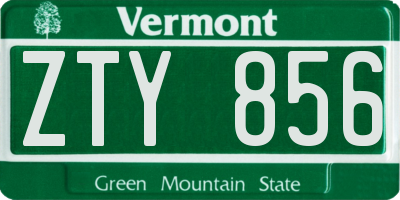 VT license plate ZTY856