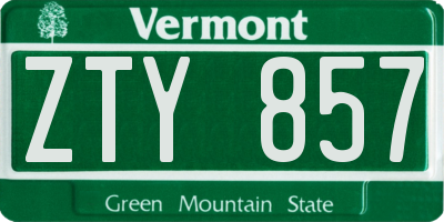 VT license plate ZTY857