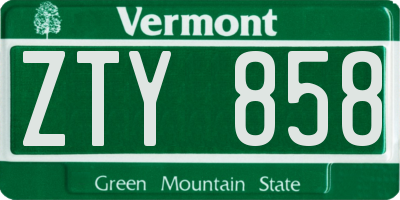 VT license plate ZTY858