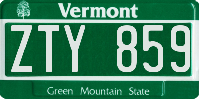 VT license plate ZTY859