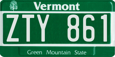 VT license plate ZTY861