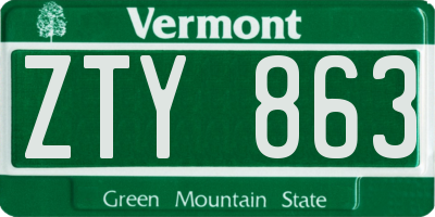 VT license plate ZTY863