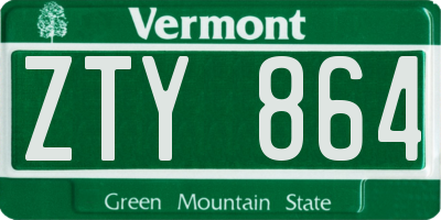 VT license plate ZTY864