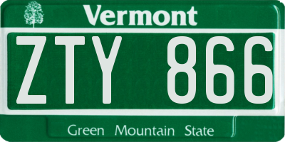 VT license plate ZTY866