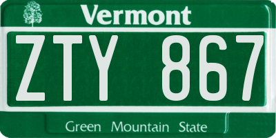 VT license plate ZTY867