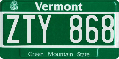 VT license plate ZTY868