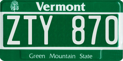 VT license plate ZTY870