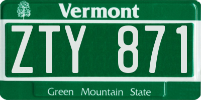 VT license plate ZTY871