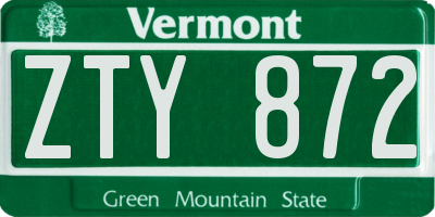 VT license plate ZTY872