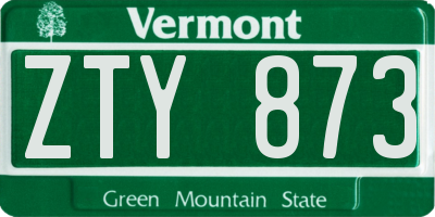 VT license plate ZTY873