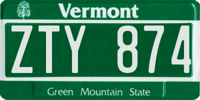 VT license plate ZTY874