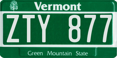 VT license plate ZTY877