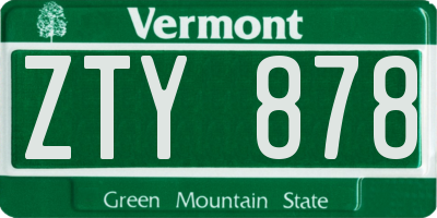 VT license plate ZTY878