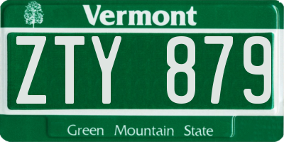 VT license plate ZTY879