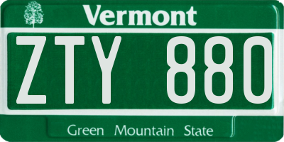VT license plate ZTY880