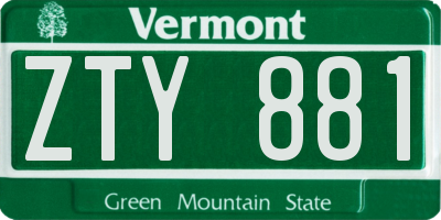 VT license plate ZTY881