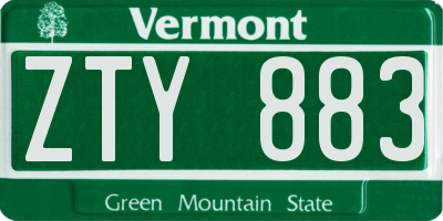 VT license plate ZTY883