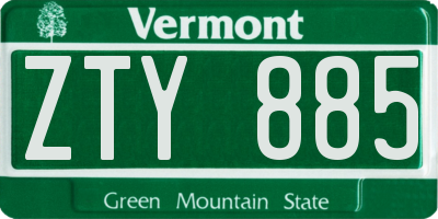 VT license plate ZTY885