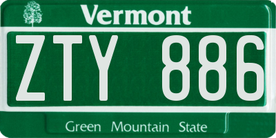 VT license plate ZTY886