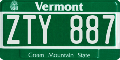 VT license plate ZTY887