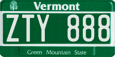 VT license plate ZTY888