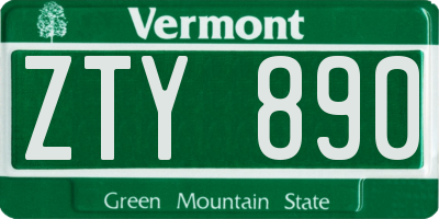 VT license plate ZTY890