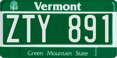 VT license plate ZTY891
