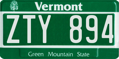 VT license plate ZTY894