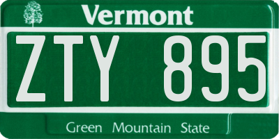 VT license plate ZTY895